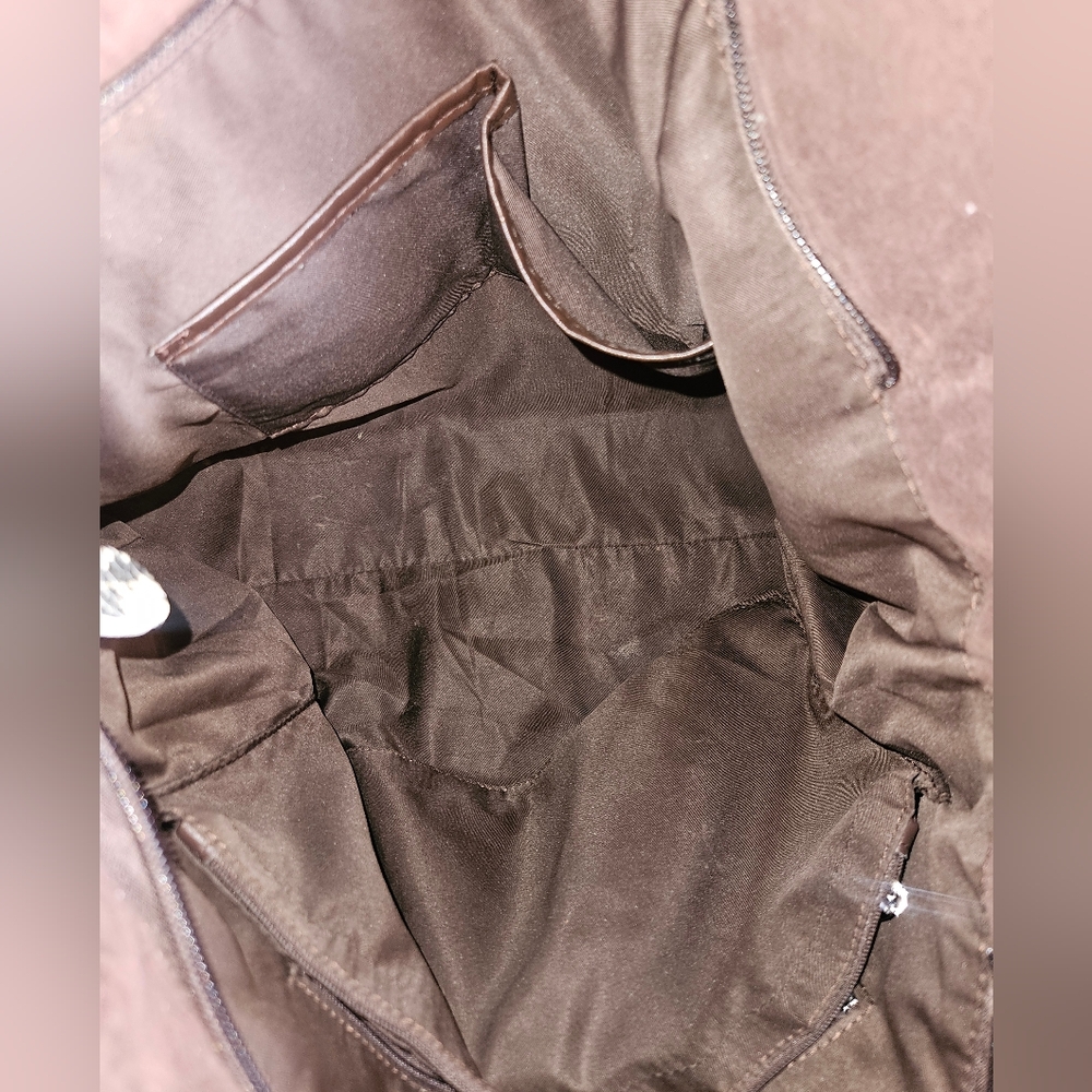 Multicolor Mixed Media Patchwork Striped Leather … - image 6